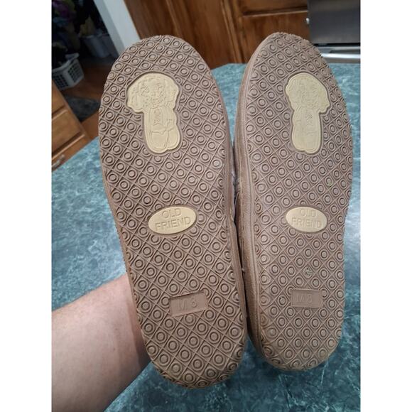 Old Friend Mens 8M 10W Romeo Sheepskin Suede Leather Slippers Brown Fur Lined main image 11